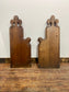 Pair Antique Church Pew Ends Oak Carved Fleur de Lis Ecclesiastical Salvage