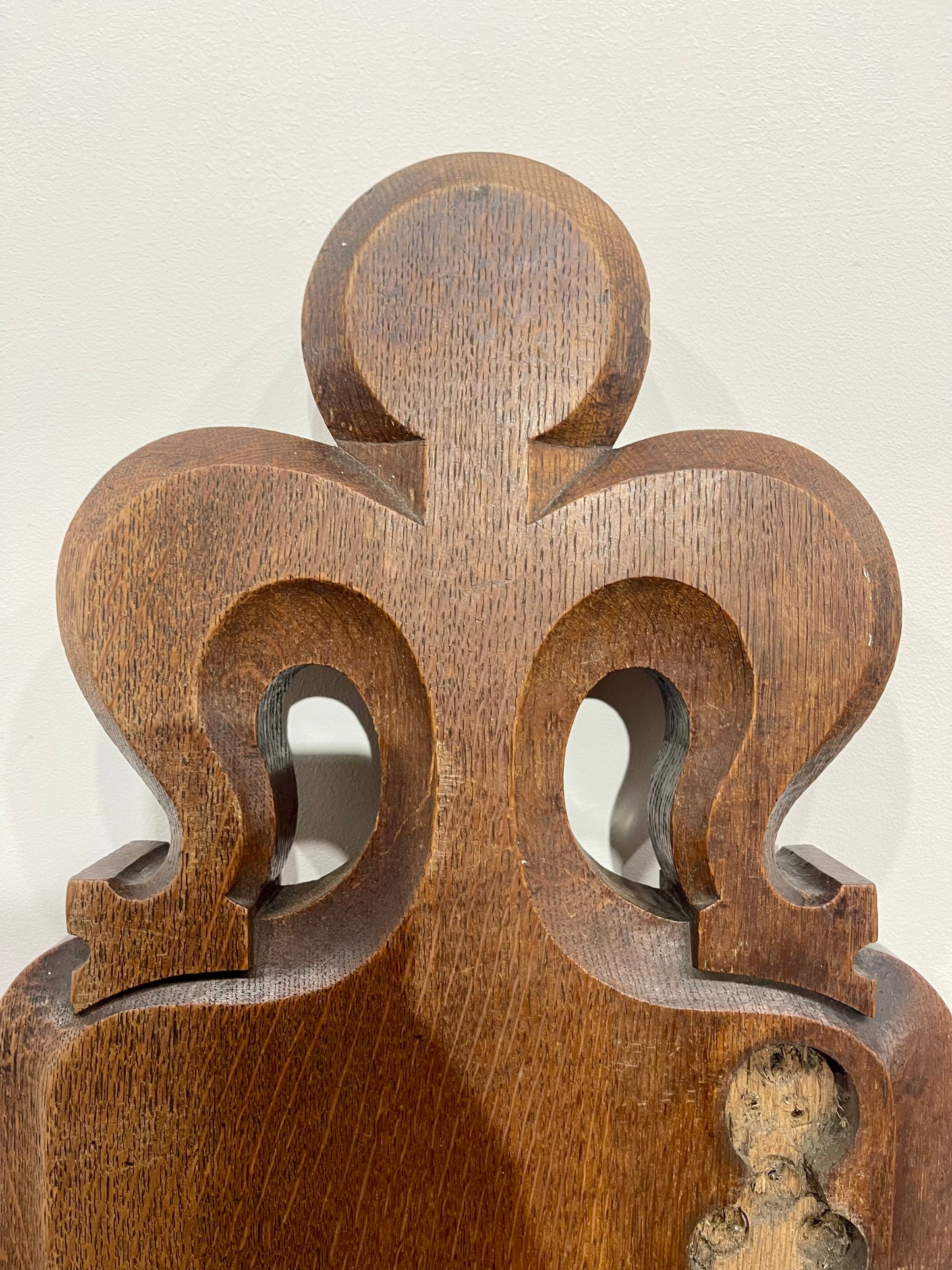 Pair Antique Church Pew Ends Oak Carved Fleur de Lis Ecclesiastical Salvage