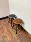 Pair of low / short bar stools with metal frames