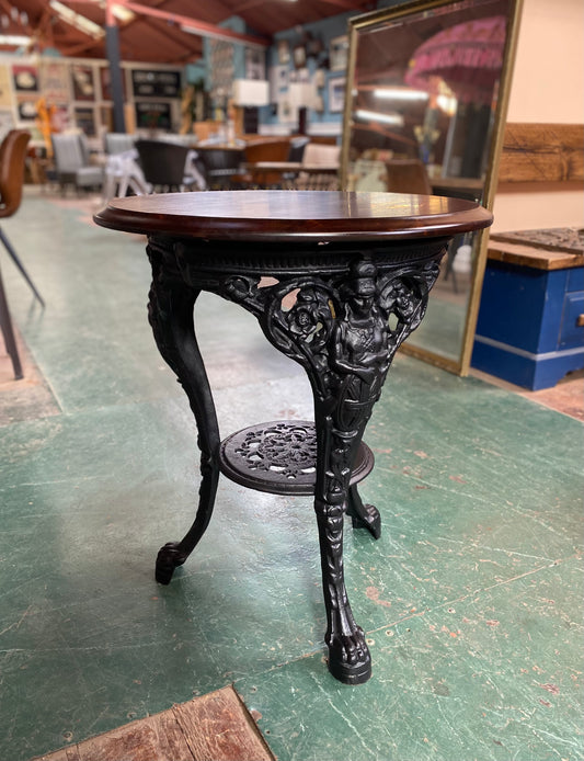 Cast iron pub table with Britannia figure