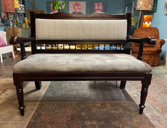 Free standing fabric pub bench seat with wood frame