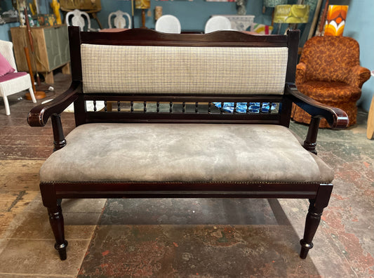 Free standing fabric pub bench seat with wood frame
