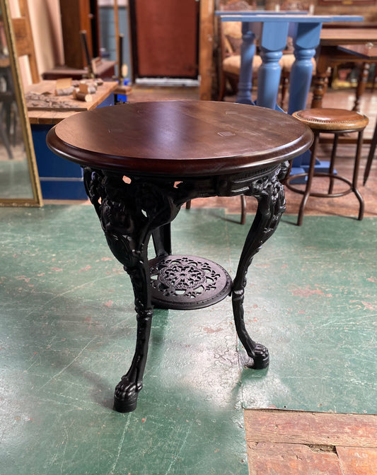 Cast iron pub table with Britannia figure