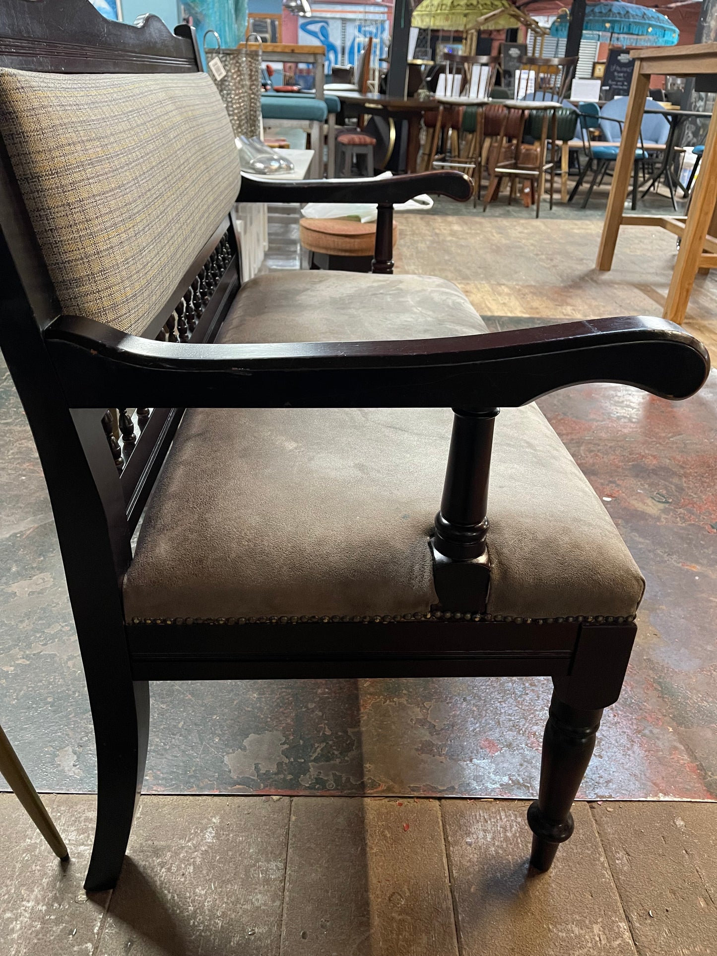 Free standing fabric pub bench seat with wood frame
