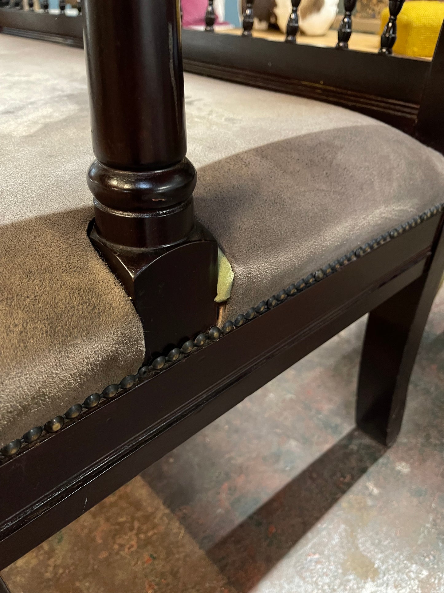 Free standing fabric pub bench seat with wood frame