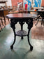 Cast iron pub table with 'lady face' and wooden top