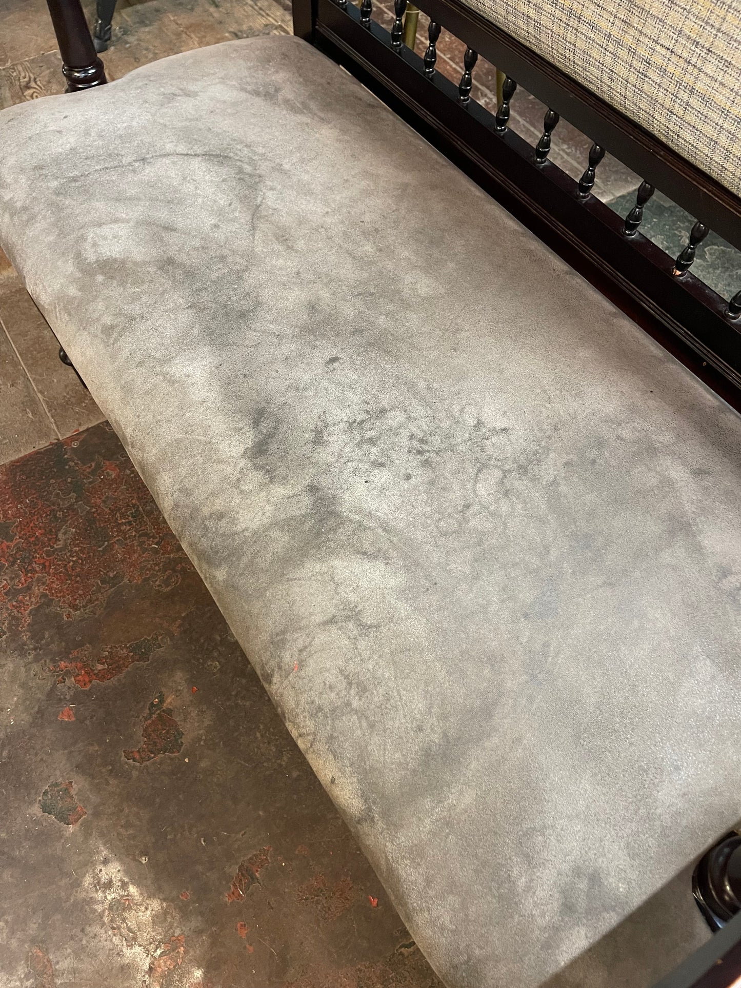 Free standing fabric pub bench seat with wood frame