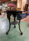 Cast iron pub table with 'lady face' and wooden top