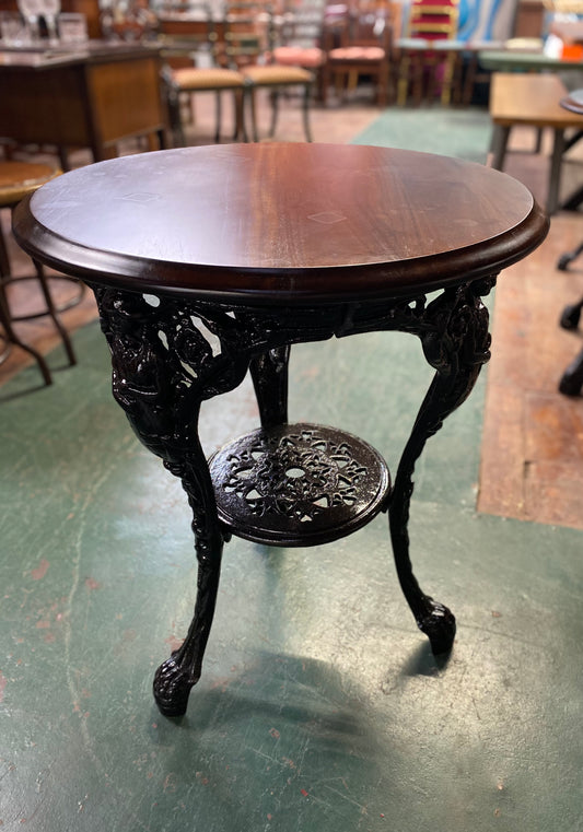 Cast iron pub table with glossy paint finish