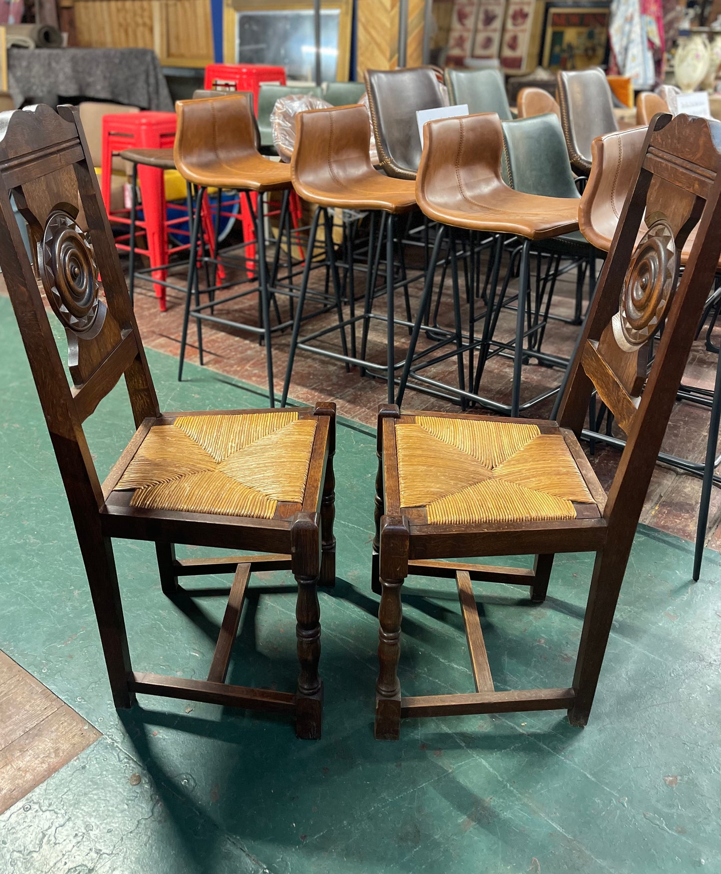 French antique solid wood extending dining table and 6 chairs