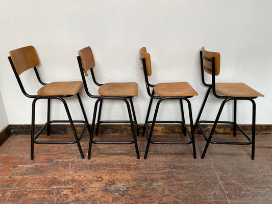 4 x counter height bar stools with metal frames