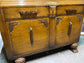 Antique oak carved sideboard drinks cabinet 1930s / 1940s