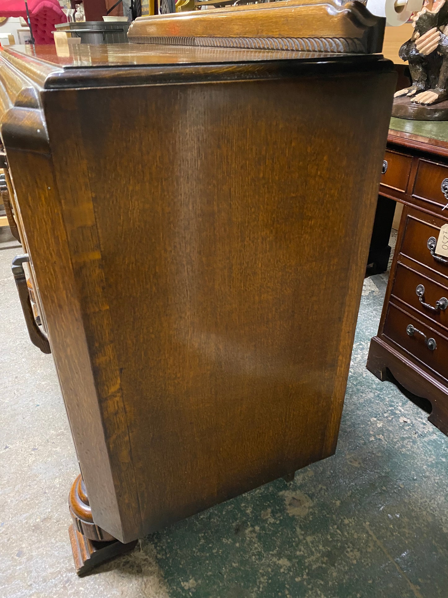 Antique oak carved sideboard drinks cabinet 1930s / 1940s