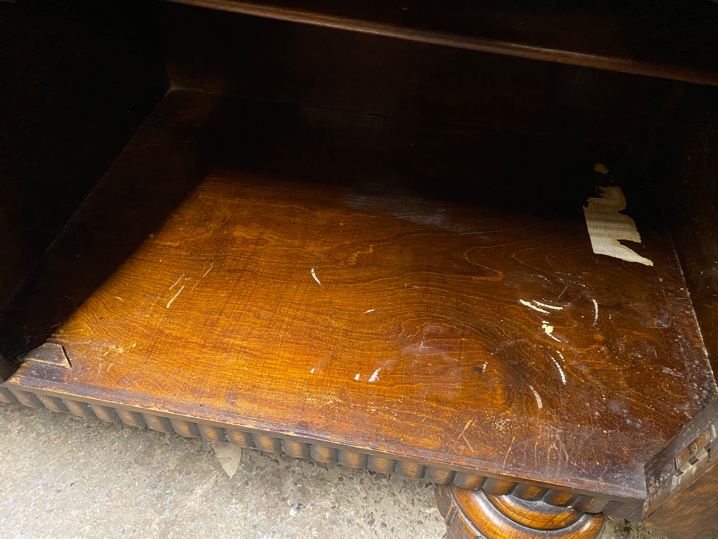Antique oak carved sideboard drinks cabinet 1930s / 1940s