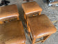 Matching set of 6 tan leather bar stools with square tops