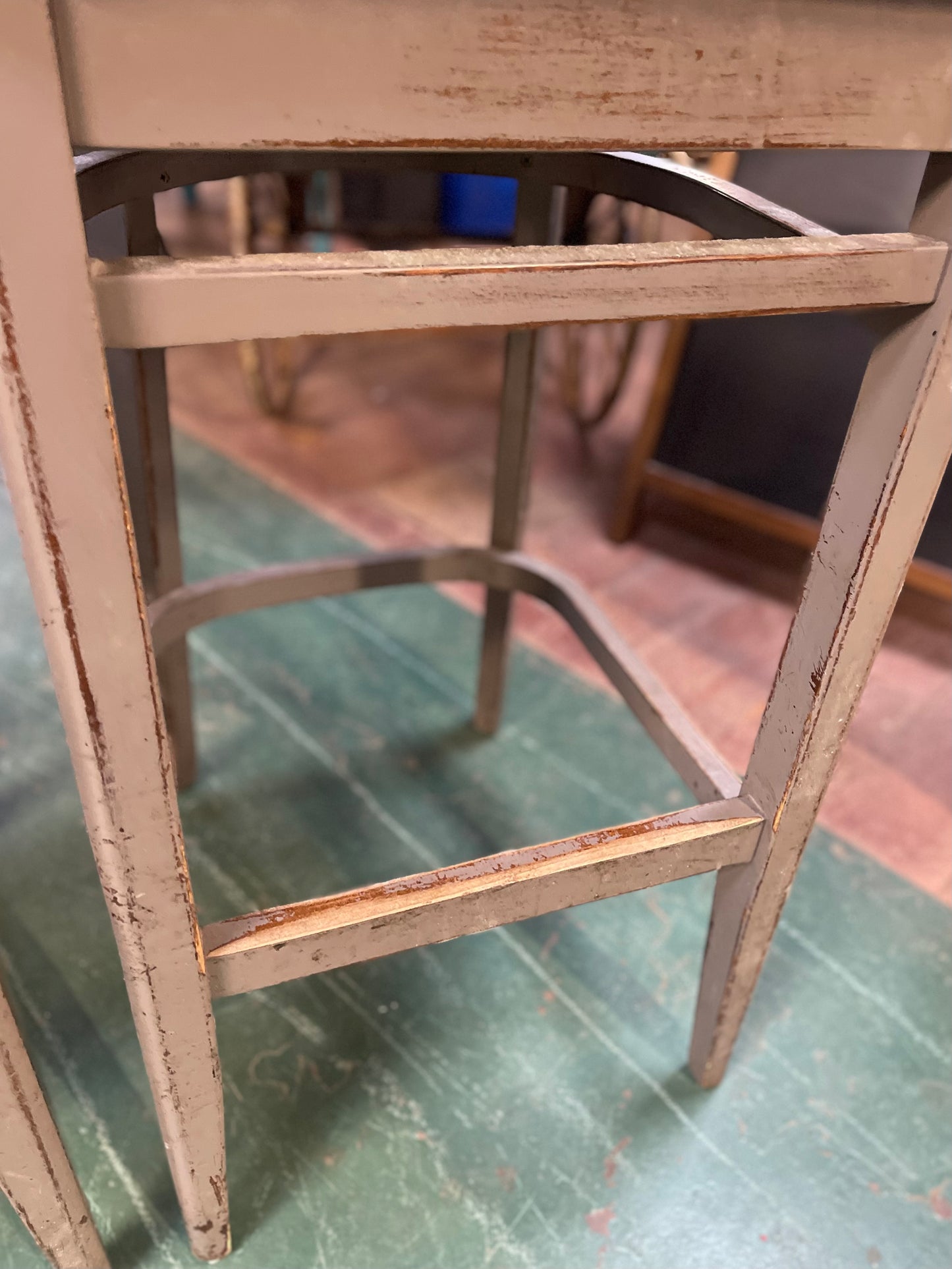 Pair of grey shabby chic bar stools