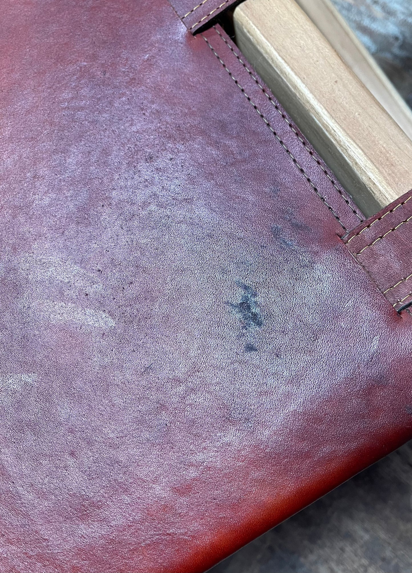 Set of 4 Scandi style light wood dining chairs with leather seats