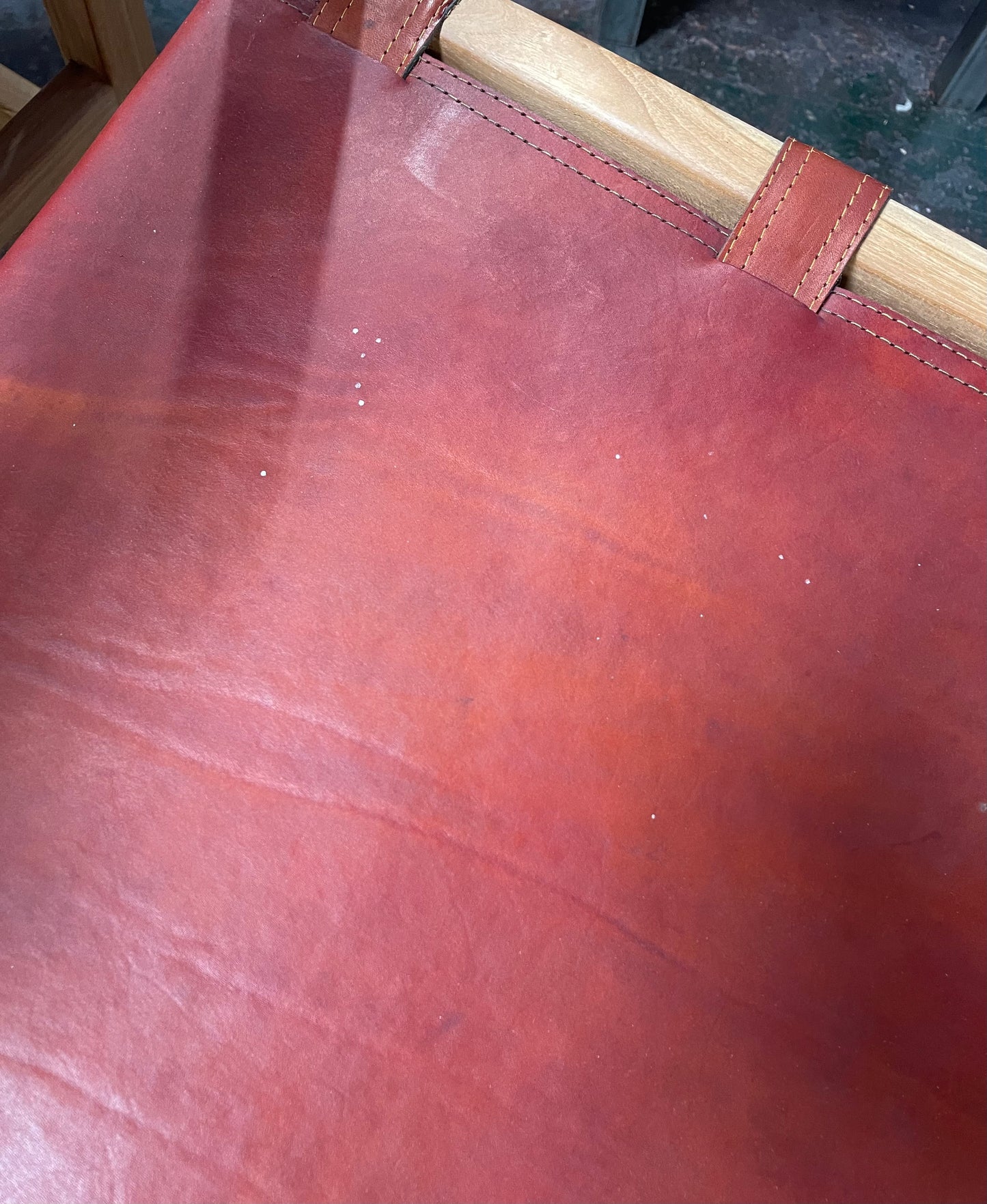 Set of 4 Scandi style light wood dining chairs with leather seats