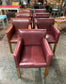 Set of 7 leather-effect tub chairs in two shades of red