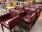 Set of 7 leather-effect tub chairs in two shades of red