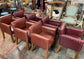 Set of 7 leather-effect tub chairs in two shades of red