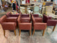 Set of 7 leather-effect tub chairs in two shades of red