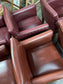 Set of 7 leather-effect tub chairs in two shades of red