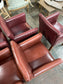 Set of 7 leather-effect tub chairs in two shades of red