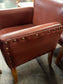 Set of 7 leather-effect tub chairs in two shades of red