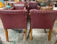 Set of 7 leather-effect tub chairs in two shades of red