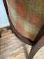 Pair of tan leather and check fabric tub chairs