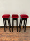 3 x retro style bar stools with red seats