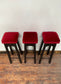 3 x retro style bar stools with red seats
