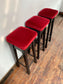3 x retro style bar stools with red seats