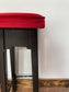 3 x retro style bar stools with red seats