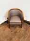 Set of 3 Real Leather Tub Chairs Brown Tan Grey Wooden Frame Armchairs