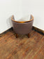 Set of 3 Real Leather Tub Chairs Brown Tan Grey Wooden Frame Armchairs