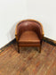 Set of 3 Real Leather Tub Chairs Brown Tan Grey Wooden Frame Armchairs