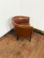 Set of 3 Real Leather Tub Chairs Brown Tan Grey Wooden Frame Armchairs