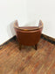 Set of 3 Real Leather Tub Chairs Brown Tan Grey Wooden Frame Armchairs