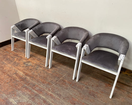 4 x stylish grey and white dining chairs
