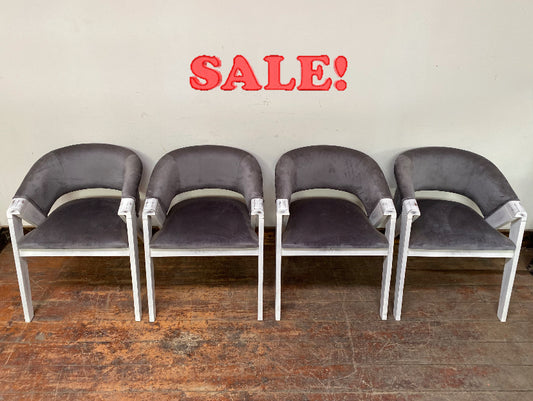 4 x stylish grey and white dining chairs