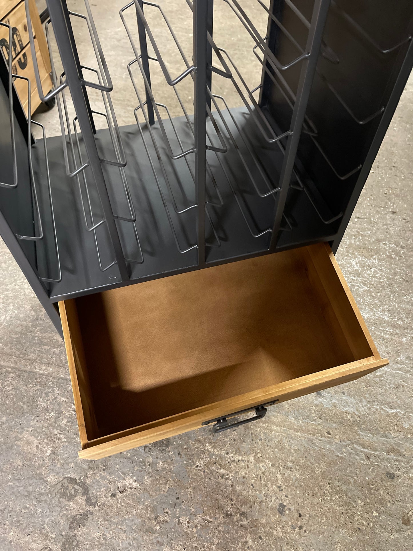 Tall industrial style wine bottle rack / storage unit