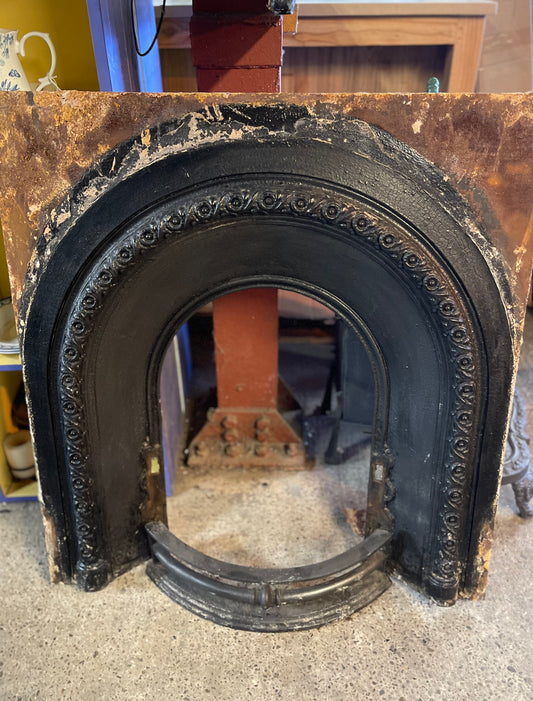 Vintage cast iron metal fireplace and grate insert