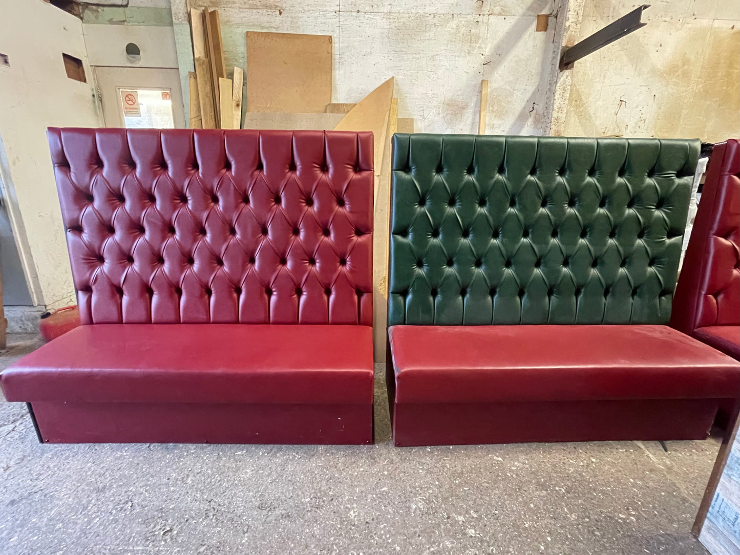 Set of 3 tall fixed seating pub benches