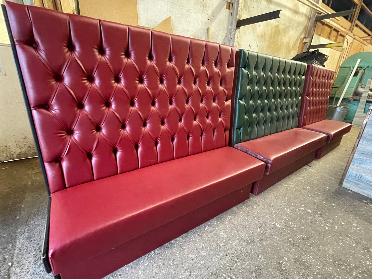 Set of 3 tall fixed seating pub benches