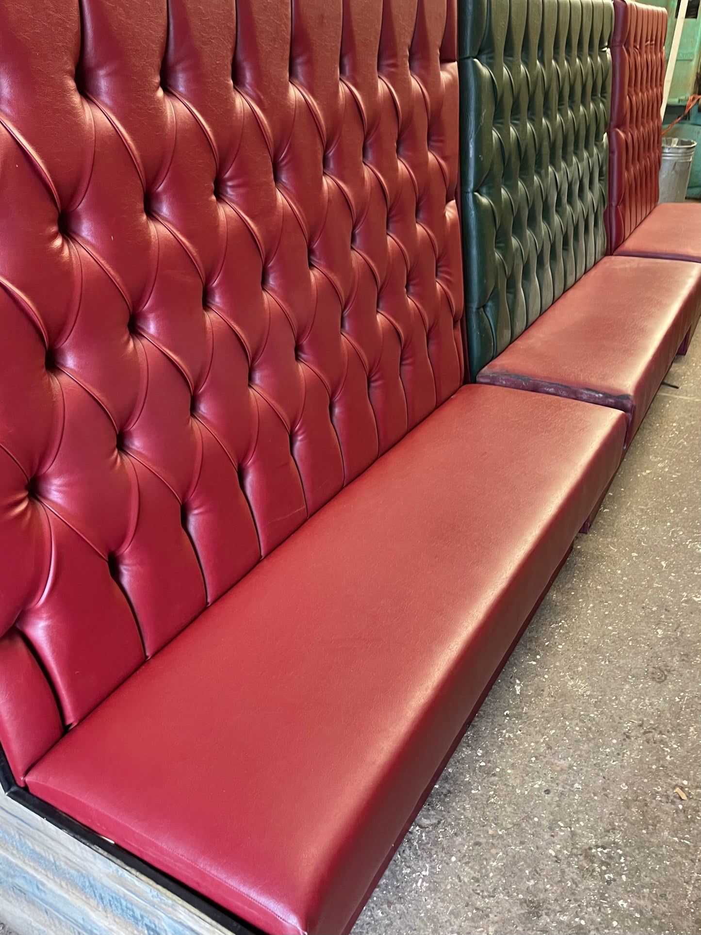 Set of 3 tall fixed seating pub benches