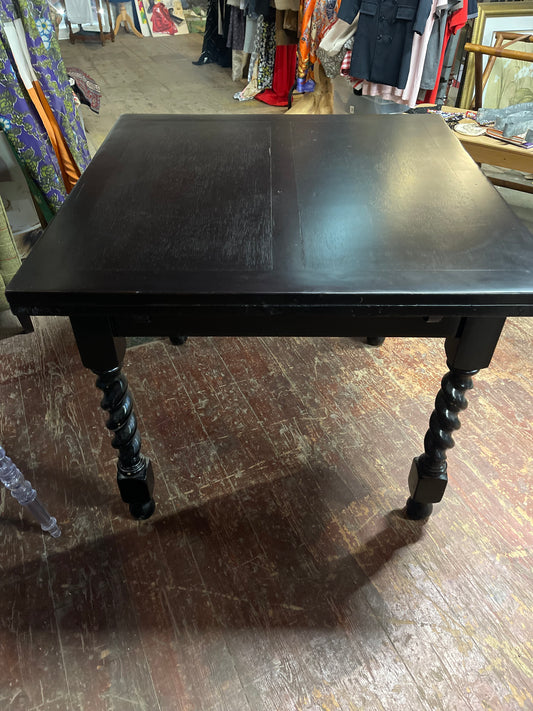 Vintage square dining table in dark wood