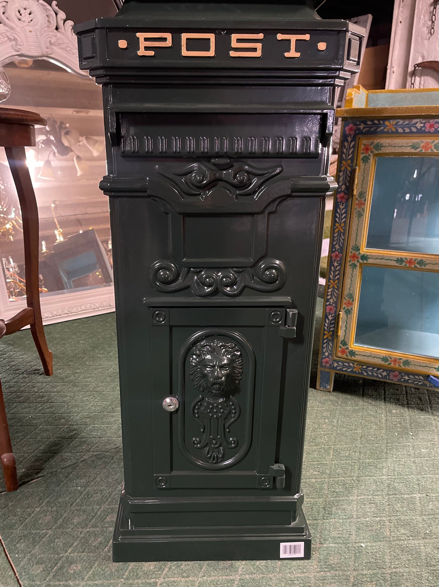 Large vintage style painted green metal post box