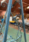 Blue metal garden swing seat
